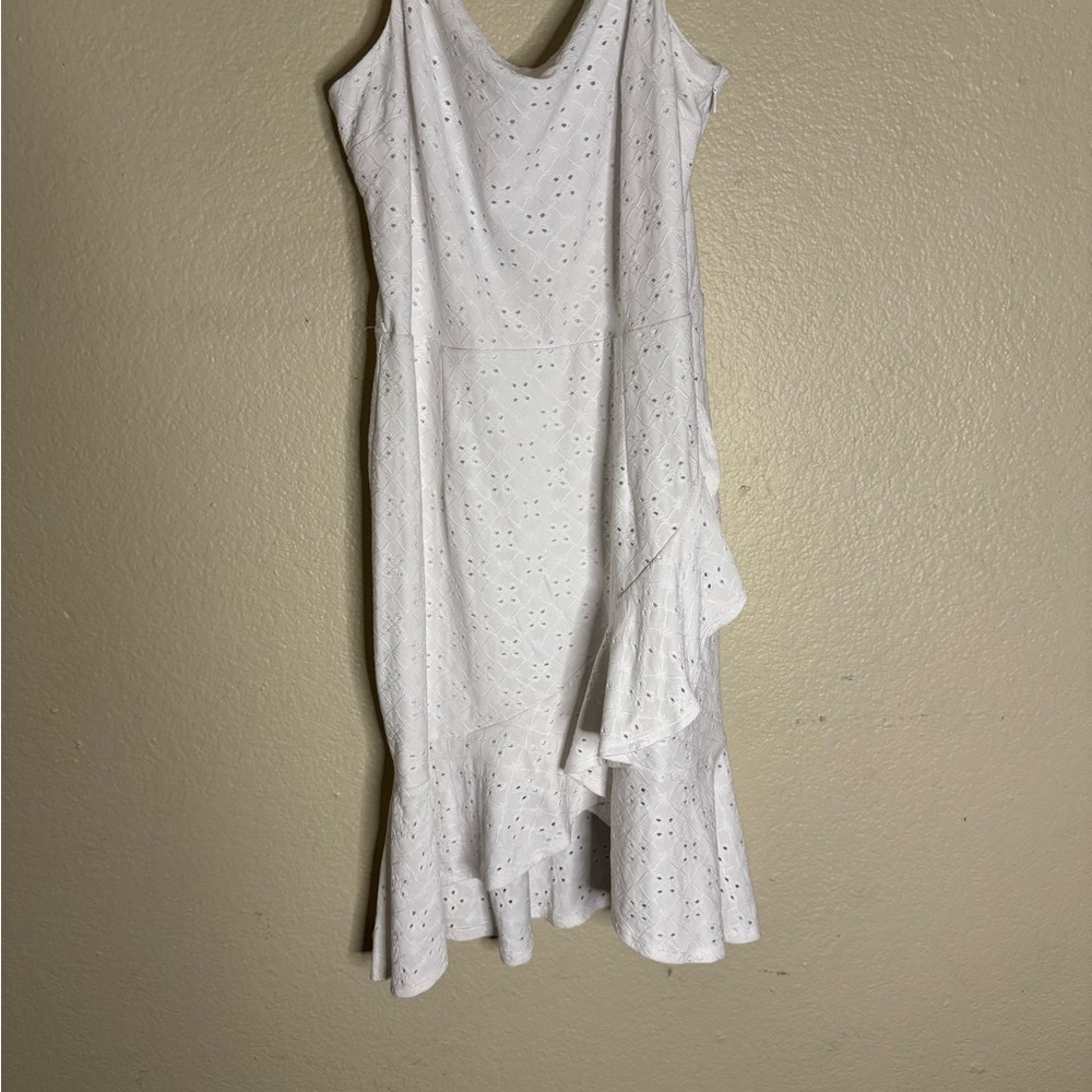 Bar III White Eyelet Ruffle Hem Midi Sundress – Sleeveless – Size M
